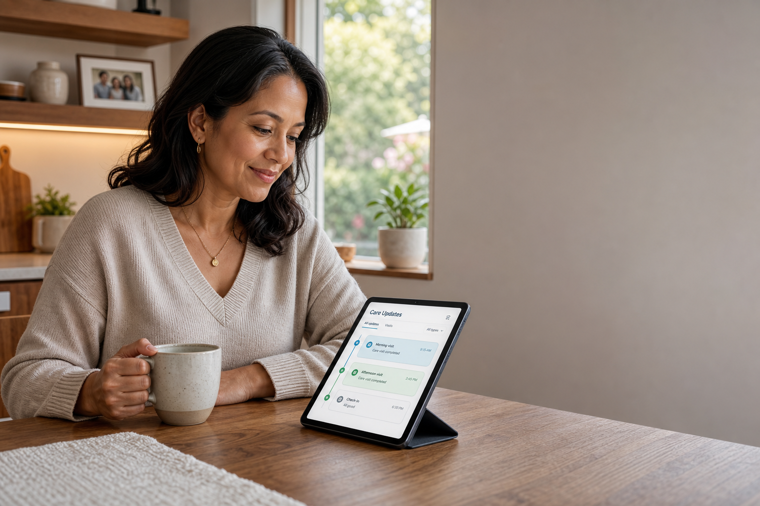 Preview of Medi-Aide care updates, documents, and messaging for families